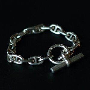 HERMES Chaine D'ancre Bangle Bracelet Silver 925